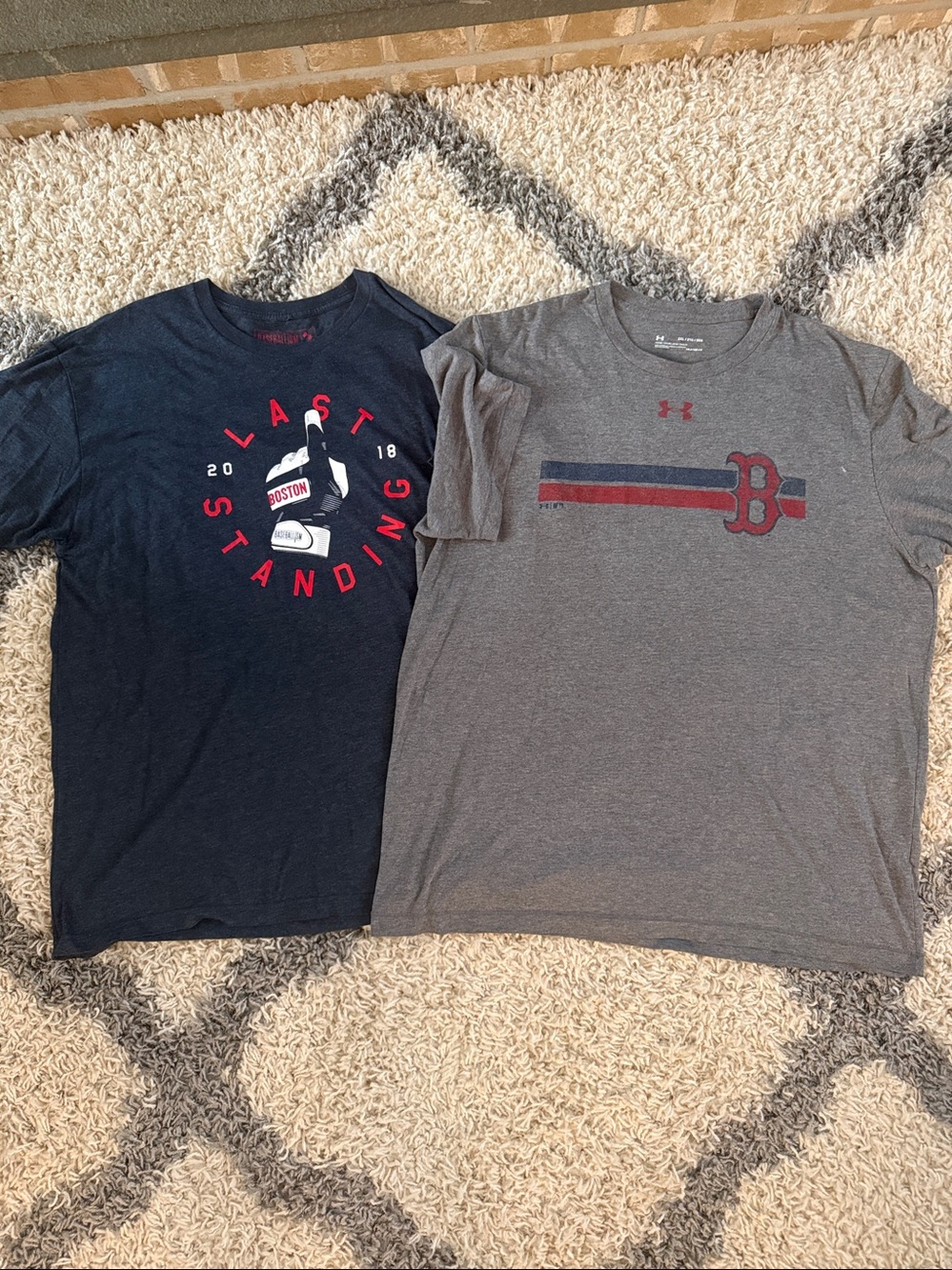Two Super Soft size XXL Red Sox Tees. Baseballism and Under Armour.